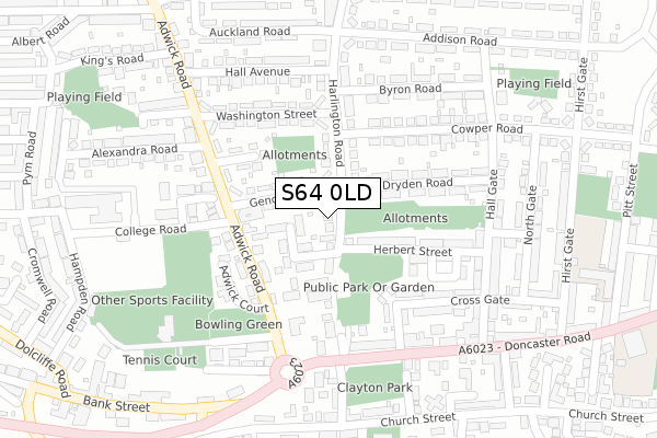 S64 0LD map - large scale - OS Open Zoomstack (Ordnance Survey)