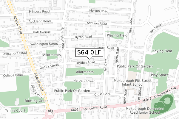 S64 0LF map - large scale - OS Open Zoomstack (Ordnance Survey)