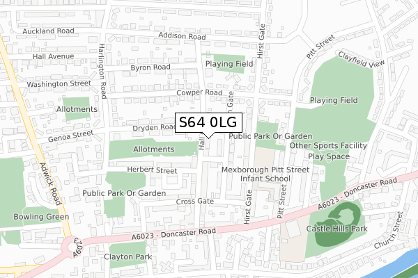 S64 0LG map - large scale - OS Open Zoomstack (Ordnance Survey)