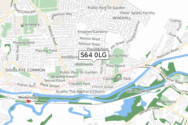 S64 0LG map - small scale - OS Open Zoomstack (Ordnance Survey)