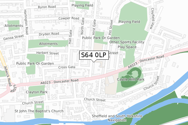 S64 0LP map - large scale - OS Open Zoomstack (Ordnance Survey)