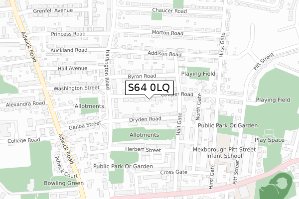 S64 0LQ map - large scale - OS Open Zoomstack (Ordnance Survey)