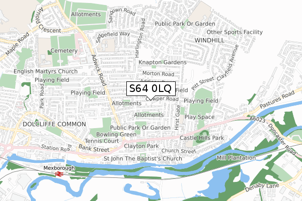 S64 0LQ map - small scale - OS Open Zoomstack (Ordnance Survey)