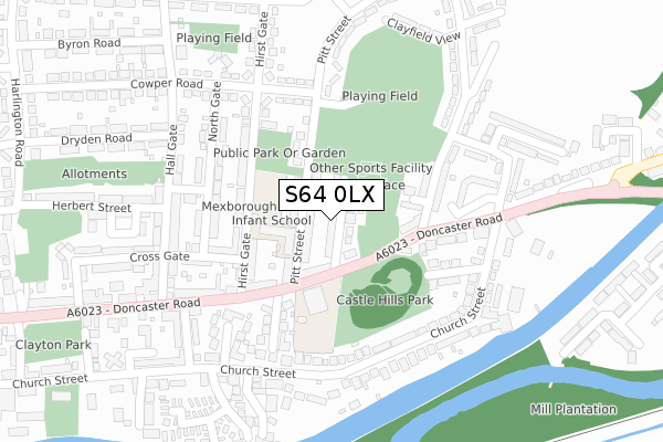 S64 0LX map - large scale - OS Open Zoomstack (Ordnance Survey)