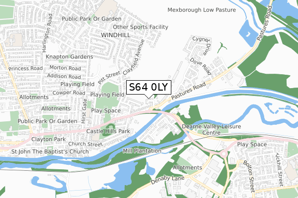 S64 0LY map - small scale - OS Open Zoomstack (Ordnance Survey)