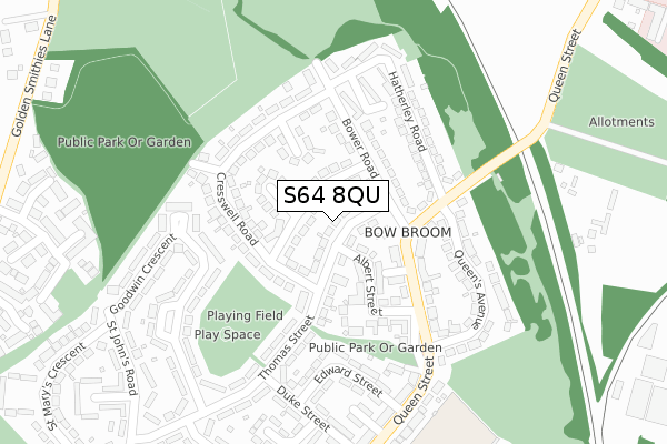 S64 8QU map - large scale - OS Open Zoomstack (Ordnance Survey)