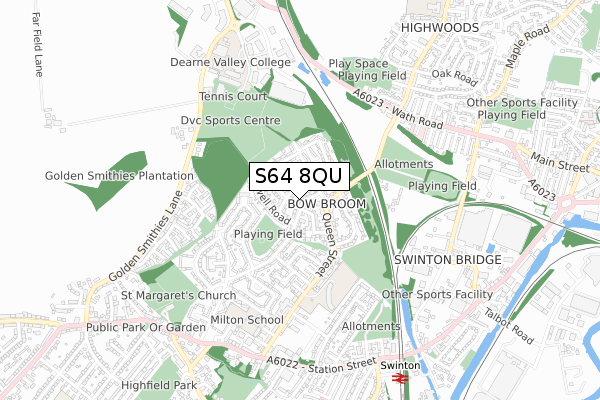 S64 8QU map - small scale - OS Open Zoomstack (Ordnance Survey)