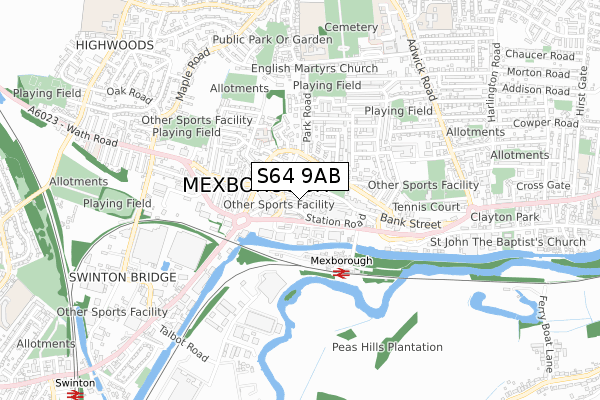 S64 9AB map - small scale - OS Open Zoomstack (Ordnance Survey)