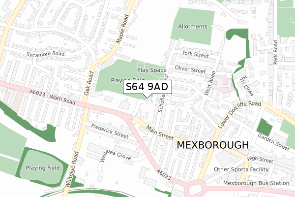 S64 9AD map - large scale - OS Open Zoomstack (Ordnance Survey)