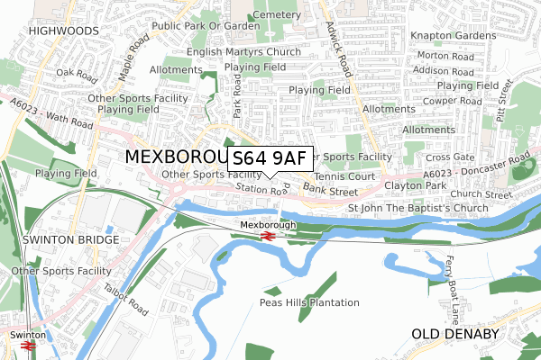 S64 9AF map - small scale - OS Open Zoomstack (Ordnance Survey)