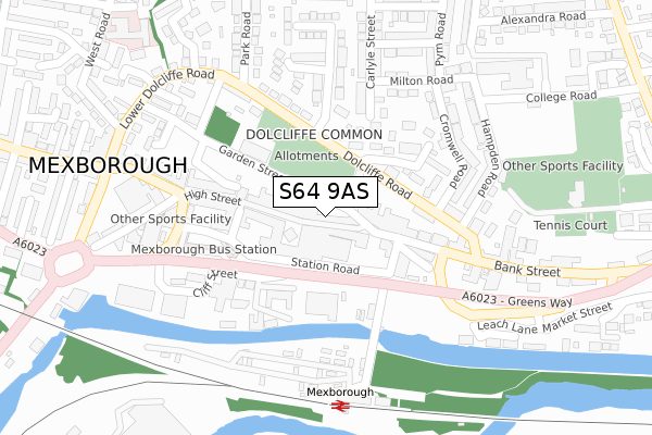 S64 9AS map - large scale - OS Open Zoomstack (Ordnance Survey)