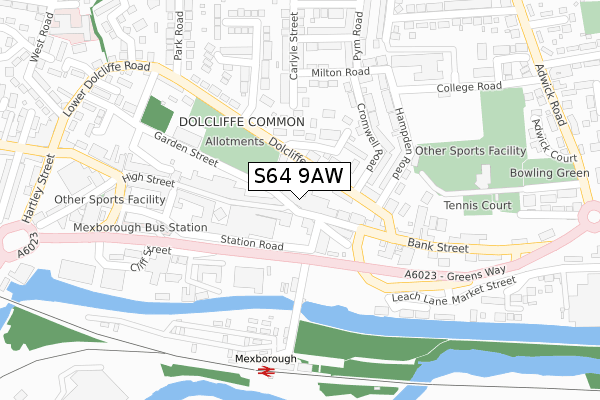 S64 9AW map - large scale - OS Open Zoomstack (Ordnance Survey)