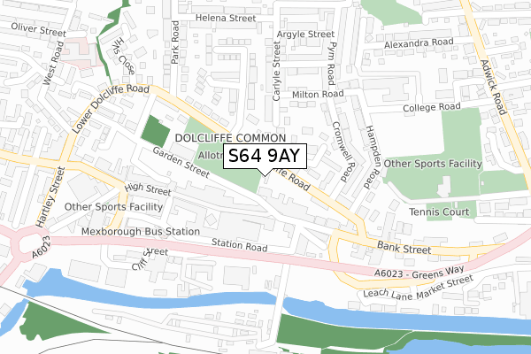 S64 9AY map - large scale - OS Open Zoomstack (Ordnance Survey)