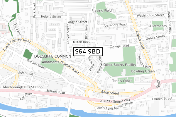 S64 9BD map - large scale - OS Open Zoomstack (Ordnance Survey)