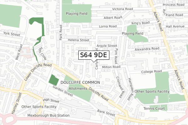 S64 9DE map - large scale - OS Open Zoomstack (Ordnance Survey)