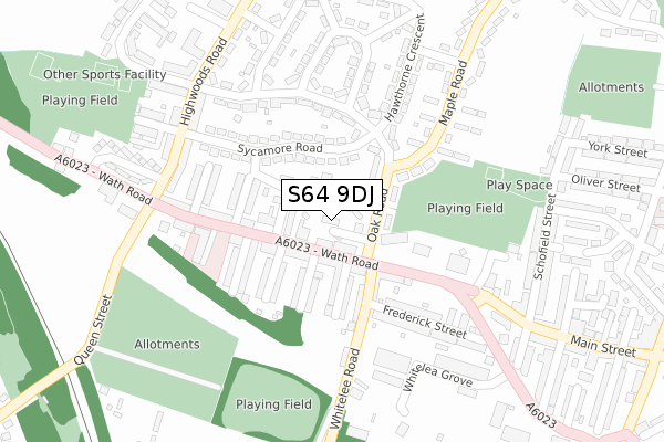 S64 9DJ map - large scale - OS Open Zoomstack (Ordnance Survey)