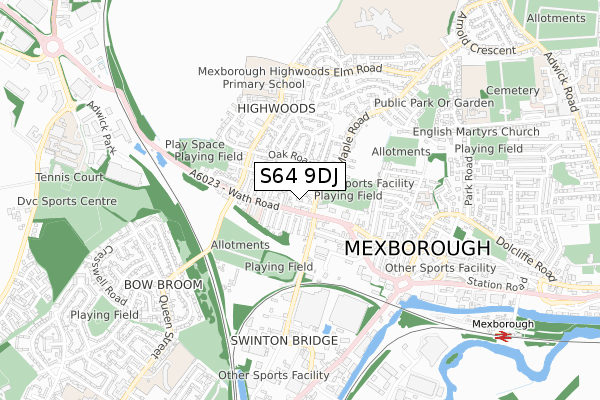 S64 9DJ map - small scale - OS Open Zoomstack (Ordnance Survey)