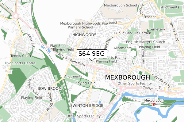 S64 9EG map - small scale - OS Open Zoomstack (Ordnance Survey)