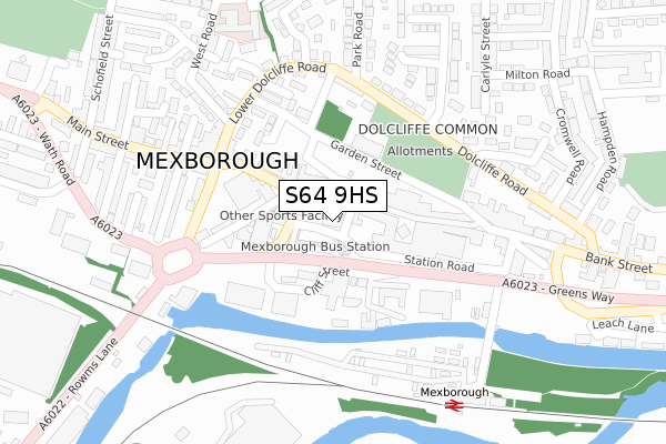 S64 9HS map - large scale - OS Open Zoomstack (Ordnance Survey)