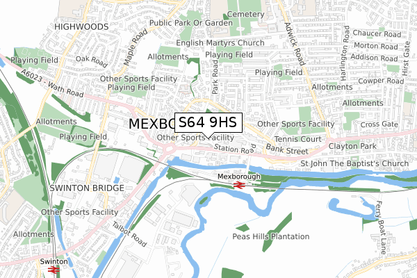 S64 9HS map - small scale - OS Open Zoomstack (Ordnance Survey)