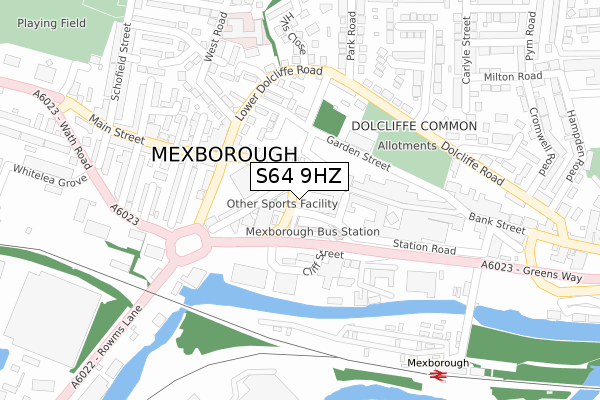 S64 9HZ map - large scale - OS Open Zoomstack (Ordnance Survey)