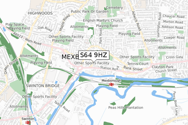 S64 9HZ map - small scale - OS Open Zoomstack (Ordnance Survey)