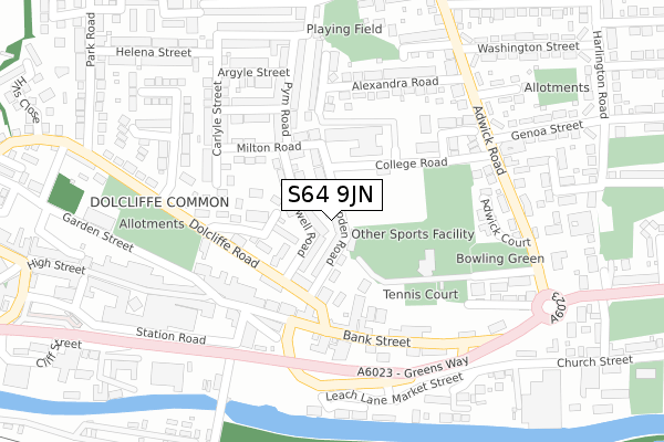 S64 9JN map - large scale - OS Open Zoomstack (Ordnance Survey)