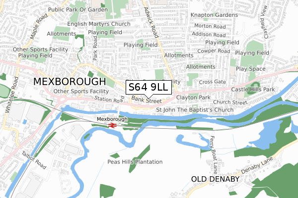 S64 9LL map - small scale - OS Open Zoomstack (Ordnance Survey)