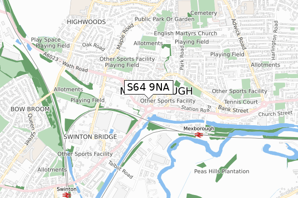 S64 9NA map - small scale - OS Open Zoomstack (Ordnance Survey)