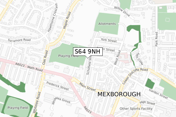 S64 9NH map - large scale - OS Open Zoomstack (Ordnance Survey)