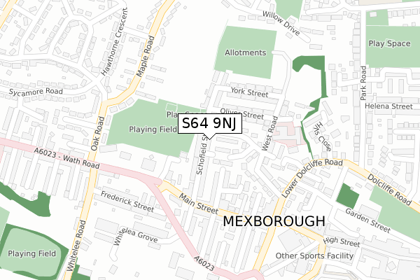 S64 9NJ map - large scale - OS Open Zoomstack (Ordnance Survey)