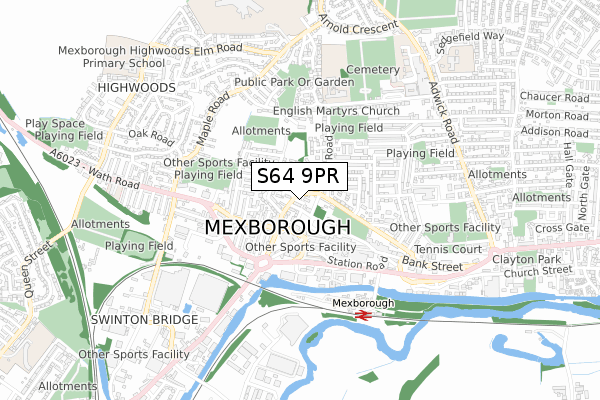 S64 9PR map - small scale - OS Open Zoomstack (Ordnance Survey)