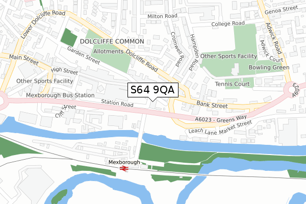 S64 9QA map - large scale - OS Open Zoomstack (Ordnance Survey)