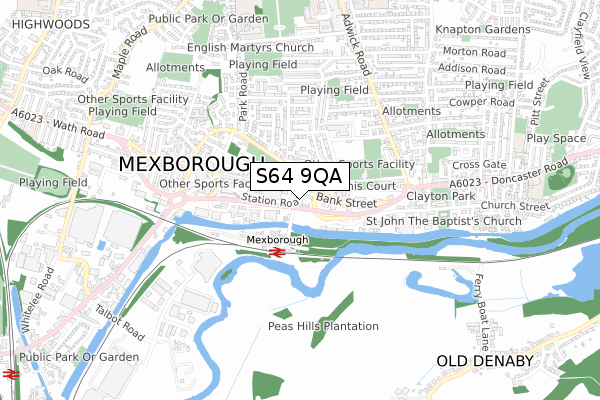 S64 9QA map - small scale - OS Open Zoomstack (Ordnance Survey)