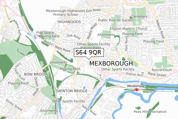 S64 9QR map - small scale - OS Open Zoomstack (Ordnance Survey)