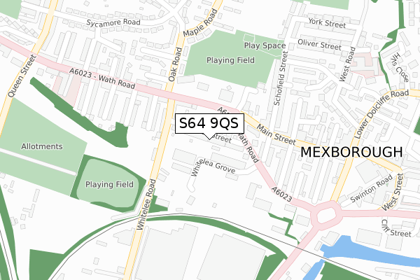 S64 9QS map - large scale - OS Open Zoomstack (Ordnance Survey)