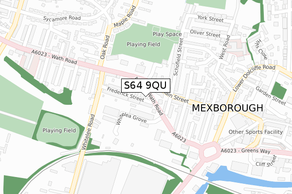 S64 9QU map - large scale - OS Open Zoomstack (Ordnance Survey)