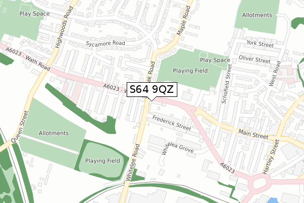 S64 9QZ map - large scale - OS Open Zoomstack (Ordnance Survey)