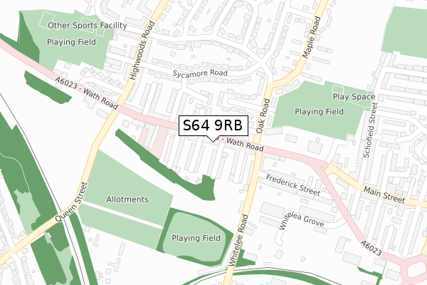 S64 9RB map - large scale - OS Open Zoomstack (Ordnance Survey)