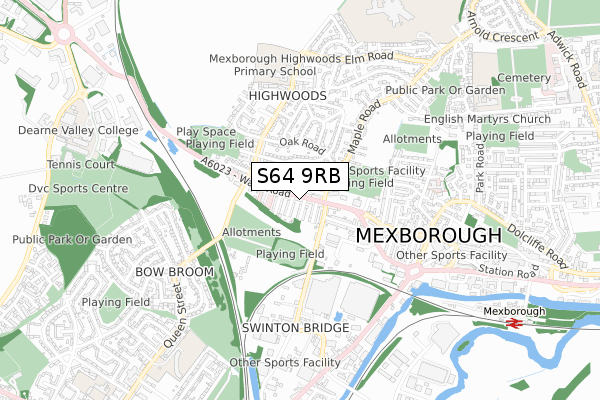 S64 9RB map - small scale - OS Open Zoomstack (Ordnance Survey)