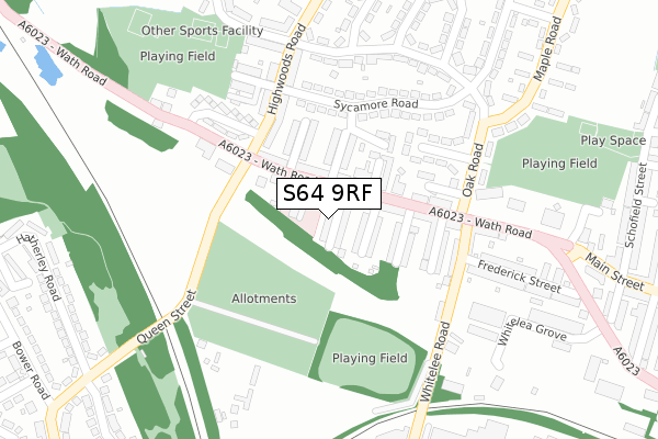 S64 9RF map - large scale - OS Open Zoomstack (Ordnance Survey)