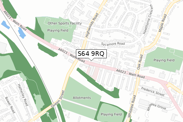 S64 9RQ map - large scale - OS Open Zoomstack (Ordnance Survey)