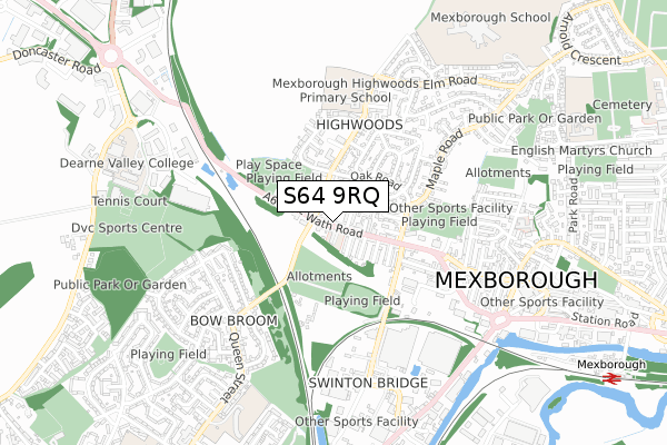 S64 9RQ map - small scale - OS Open Zoomstack (Ordnance Survey)