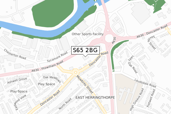 S65 2BG map - large scale - OS Open Zoomstack (Ordnance Survey)