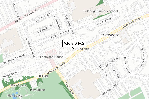 S65 2EA map - large scale - OS Open Zoomstack (Ordnance Survey)