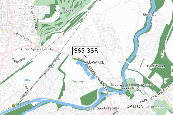 S65 3SR map - small scale - OS Open Zoomstack (Ordnance Survey)