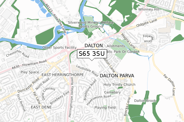 S65 3SU map - small scale - OS Open Zoomstack (Ordnance Survey)