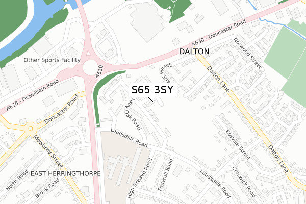 S65 3SY map - large scale - OS Open Zoomstack (Ordnance Survey)