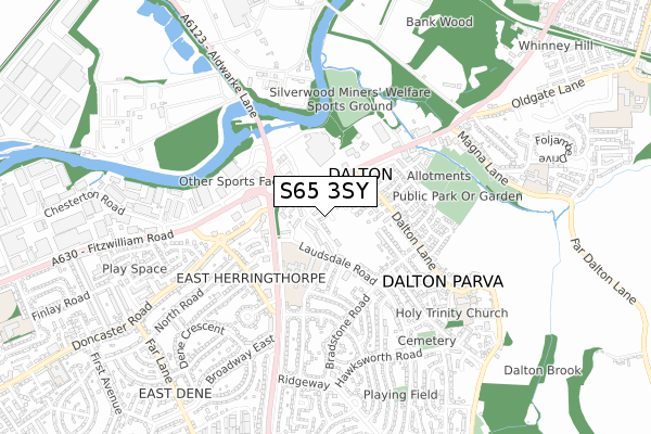 S65 3SY map - small scale - OS Open Zoomstack (Ordnance Survey)