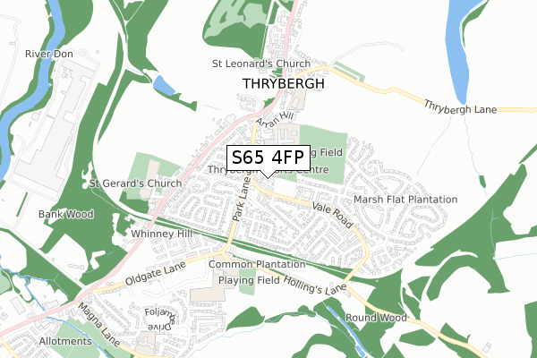 S65 4FP map - small scale - OS Open Zoomstack (Ordnance Survey)